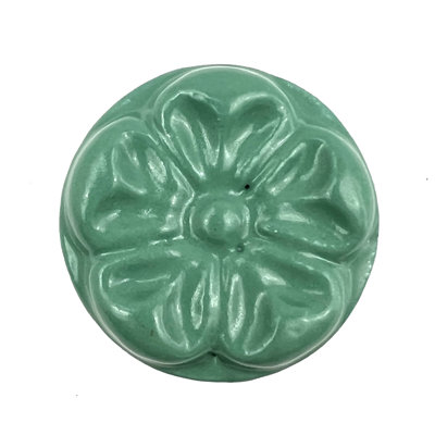 Ensemble de six poignées de tiroir en céramique à motif floral vert