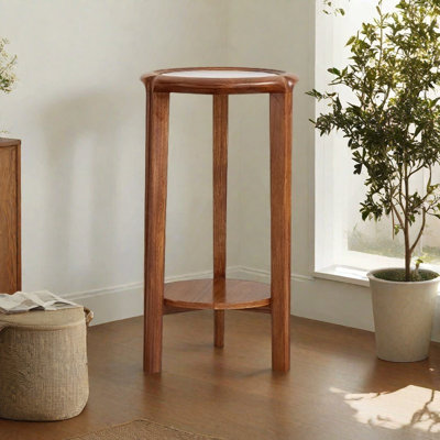 Support pour plante double en bois massif avec polishe