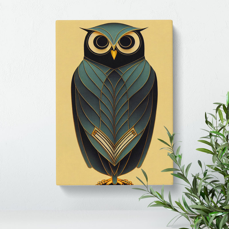 Art Nouveau Owl No.4 - Wrapped Canvas, 76cm H x 50cm W x 3cm D