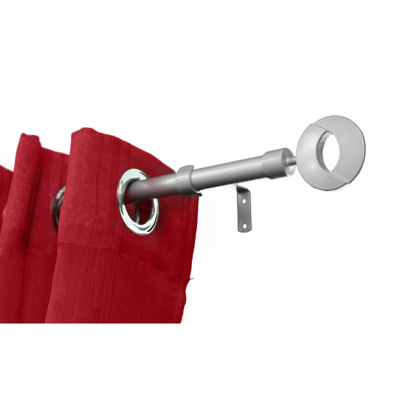 Adjustable Single Curtain Rod with Circle Finials - Grey (50-82 inches), Gray