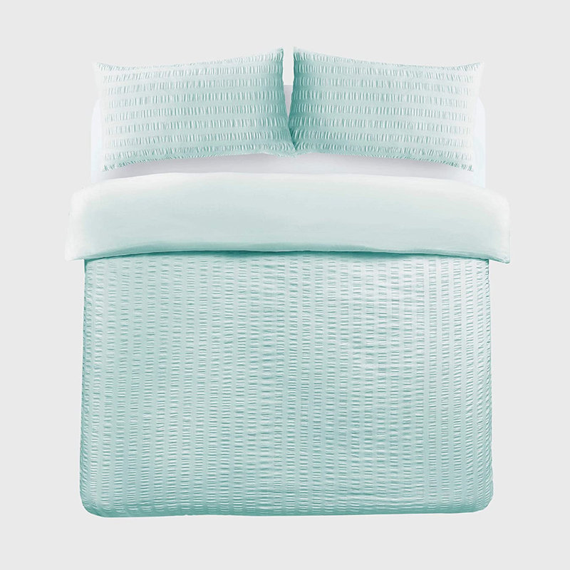 NightComfort Duck Egg Blue Cotton Rich Duvet Cover Set with Pillowcase, Super King - 2 Standard Pillowcases