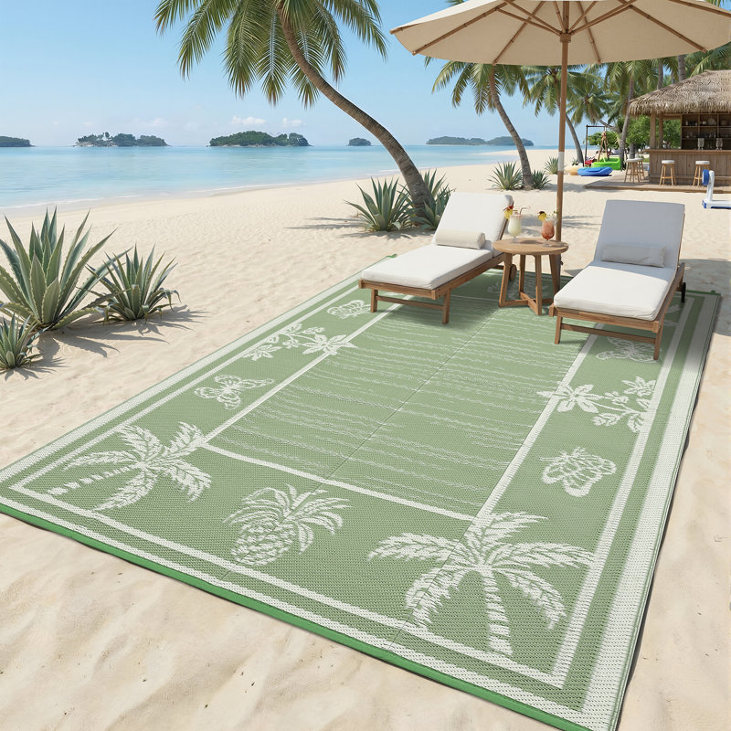 Tapis d'extérieur Botanical Reversible, Vert, Rectangle 9 pi x 12 pi