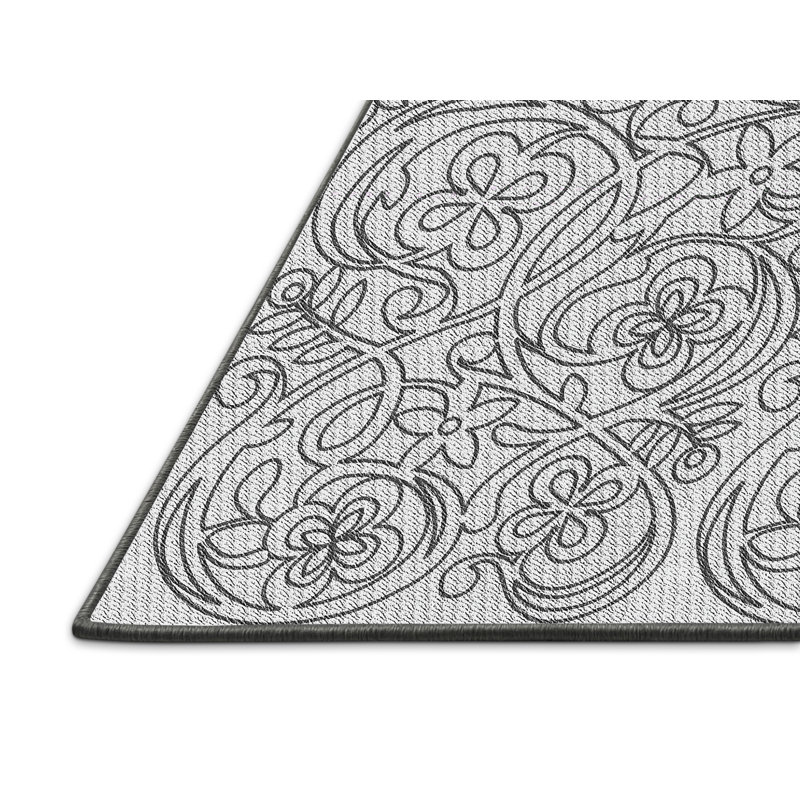 Tapis floral gris en laine, Rectangle 2 pi x 3 pi