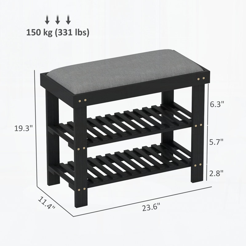 3-Tier Entryway Shoe Storage Bench
