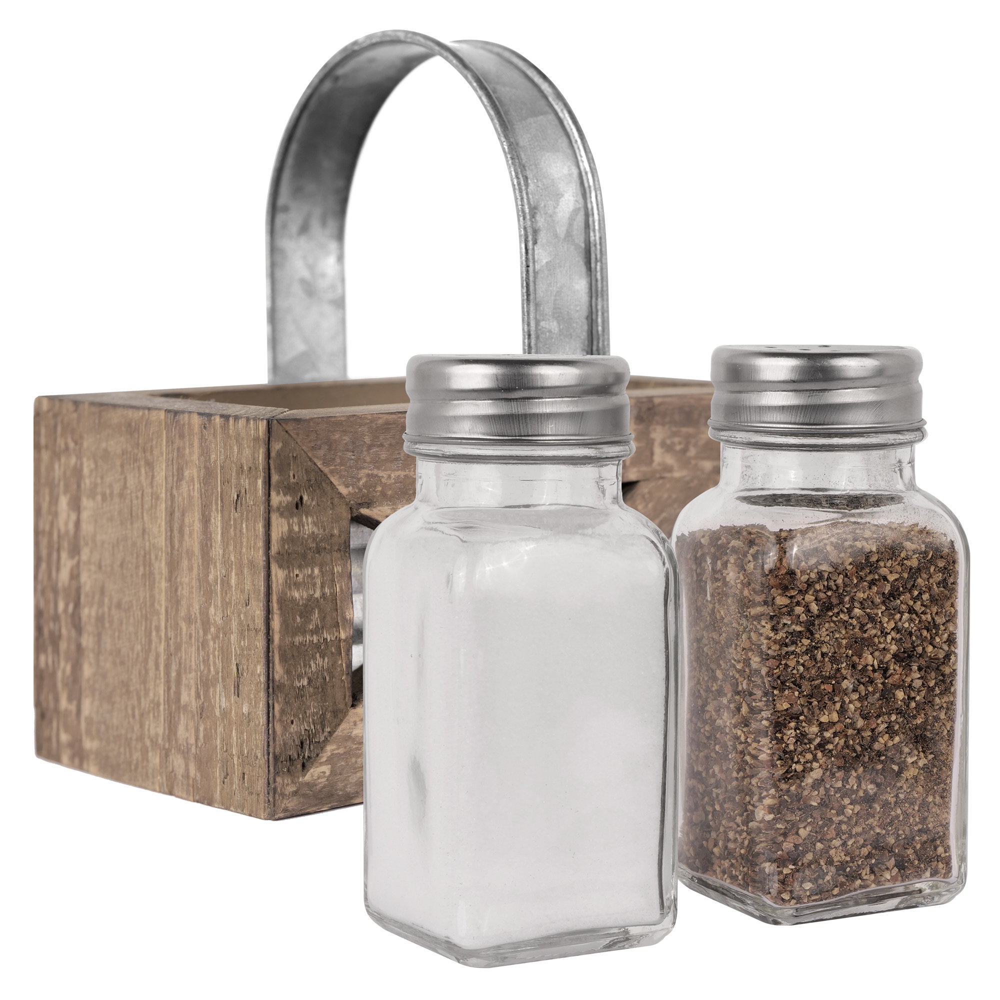 Wooden Salt Shaker Pepper Mill Spice Grinder Set Country Kitchen