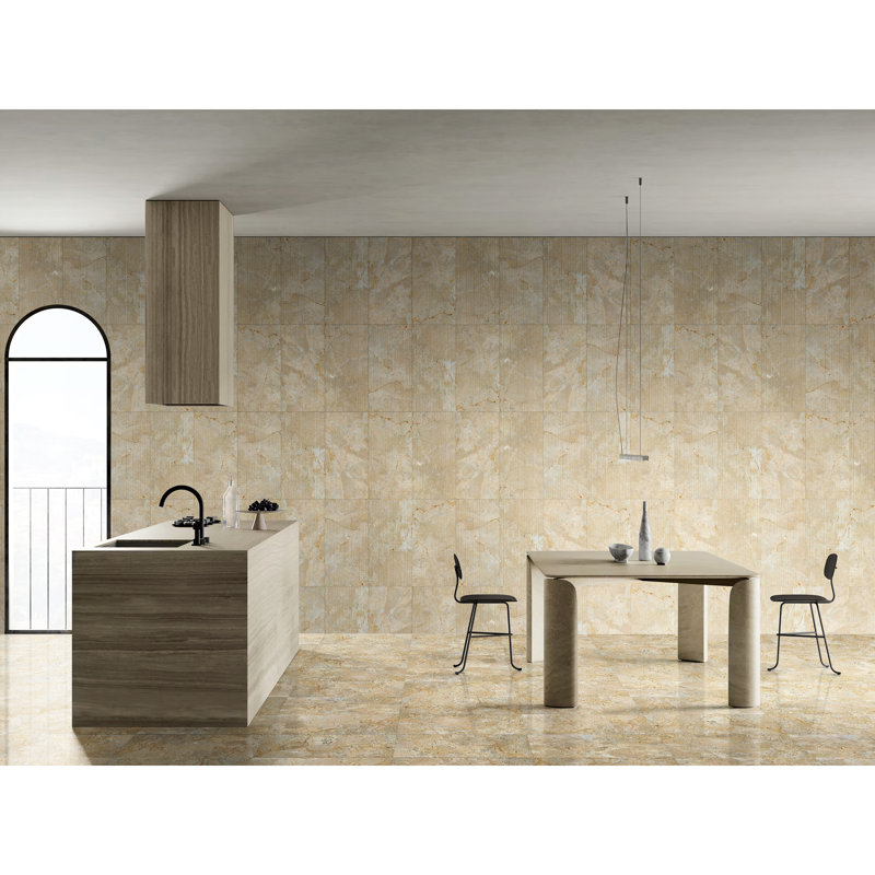 Marbre jaune doré texturé Fs pour mur de couloir - 12 * 24, style art, cuisine de luxe 12 * 24 pouces