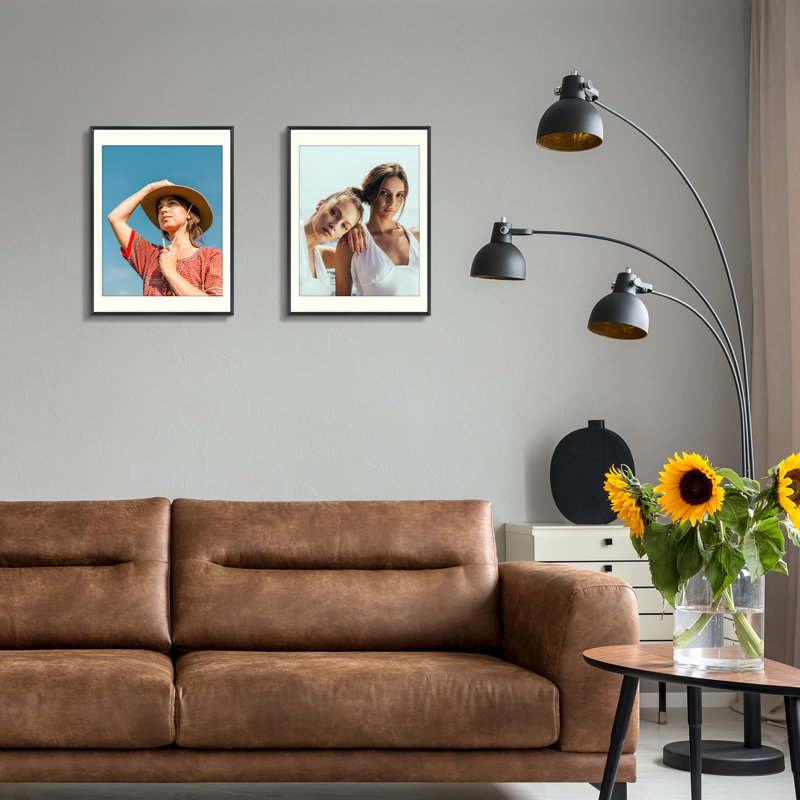 Drennon Metal Picture Frame with Mat, Black, 18" x 24" Matted to 16" x 20"