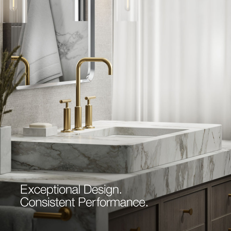 Purist Widespread Bathroom Faucet, Brushed Brass