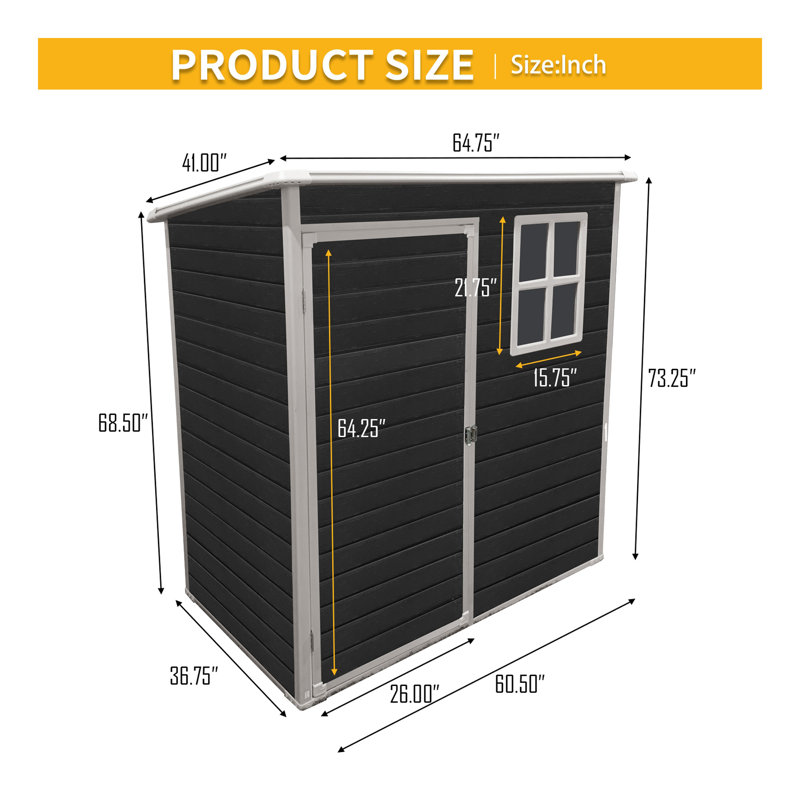 5X3ft Resin Outdoor Storage Shed Kit-Perfect To Store Patio Furniture,Black