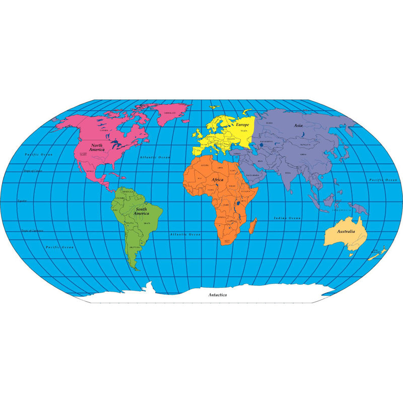 Colorful Laminated World Map Notepad, 8'' x 16''