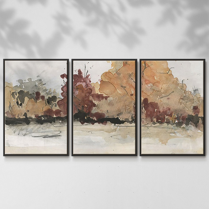 The Autumn View II 3 pièces, H 24 po x l 48 po x P 2 po, Noir