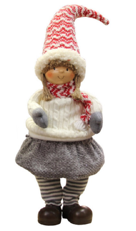Figurine de Noël 16 "gnome rouge et ivoire