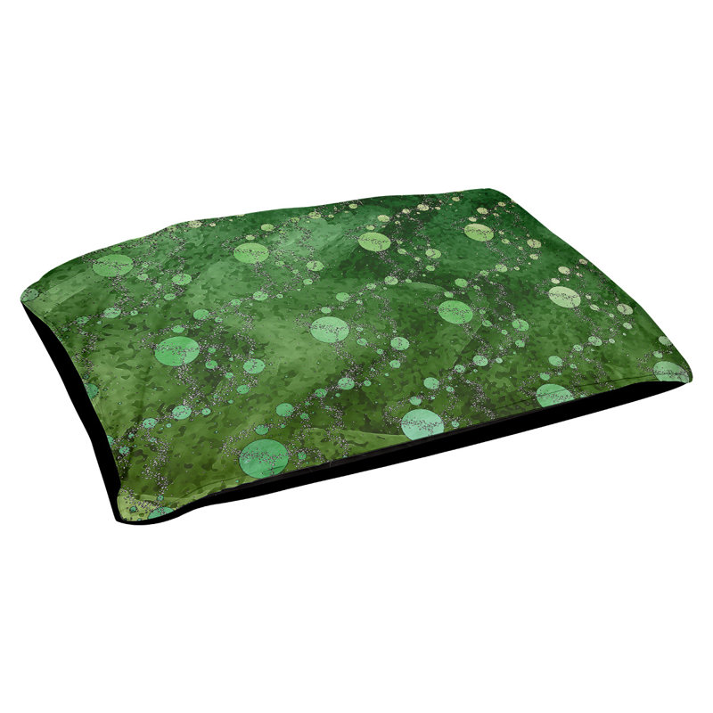 Coussin d'extérieur pour chien Byrge Planets Stars, Moyen (L 29,5 po x P19,5 po x H 9,5 po), Jaune / olive