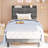 Modern Style Fabric Upholstered Bed XL Twin Size, Platform Bookshelf Bed With Power Outlets-664977269