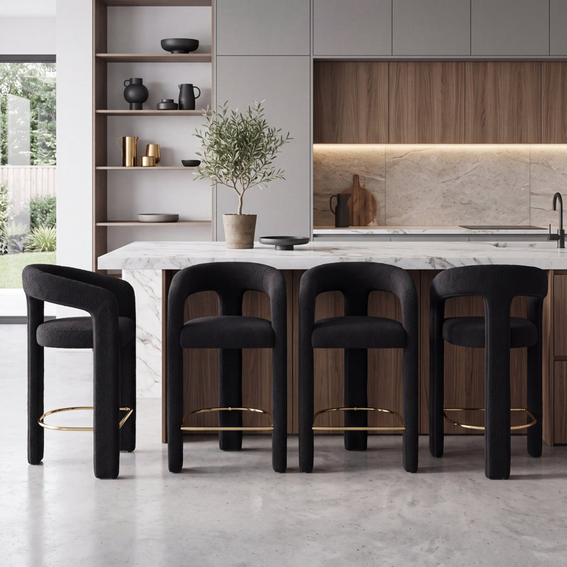 Chaise de baril de comptoir moderne avec accoudoirs et étriers pour îlots de cuisine, barres de bar et comptoirs d'une hauteur de 26,25 po