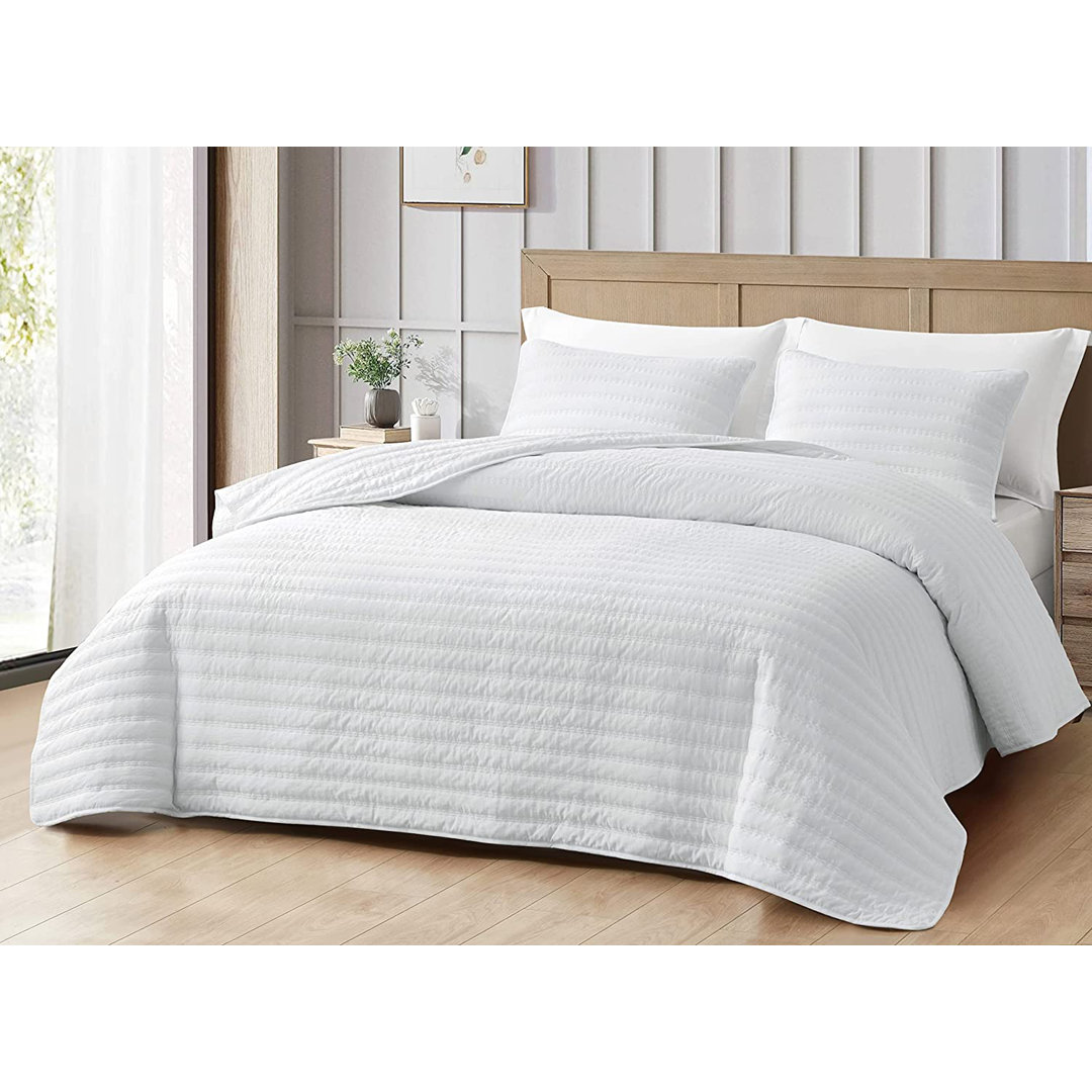 Stone-Washed Microfiber Quilt Set Chezmoi Collection 
