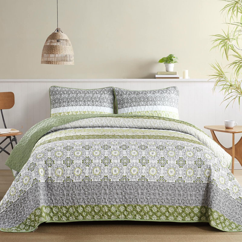 Ensemble de couvre-lit 3 pièces Boho, Courtepointe pour lit grand + deux taies décorati