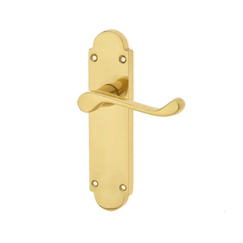 Epsom Latch Door Handle, Polished Brass