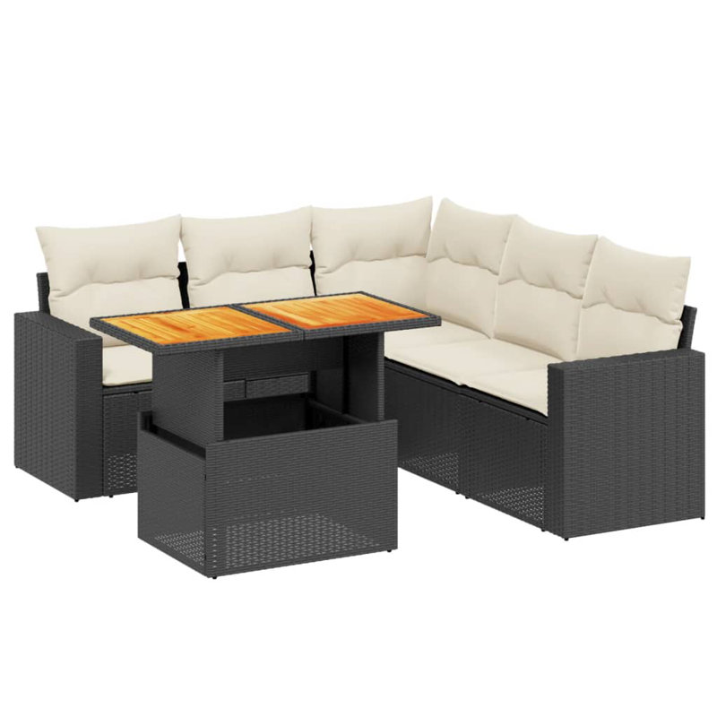 Ensemble de canapé de jardin Vidaxl noir, blanc crème
