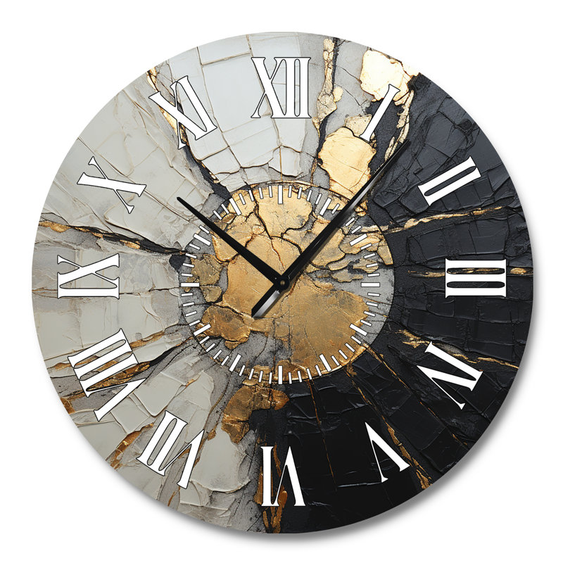 Horloge murale beige à motif minimaliste noir, Grand