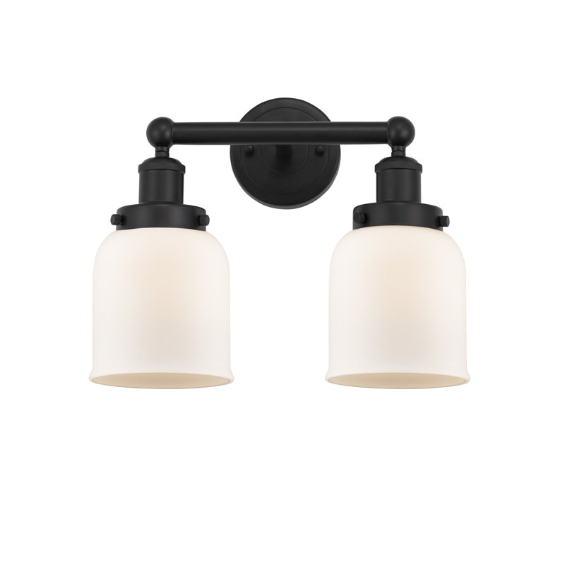 Éclairage pour meuble-lavabo à 2 lumières à intensité variable Corralitos, Noir mat, Blanc mat