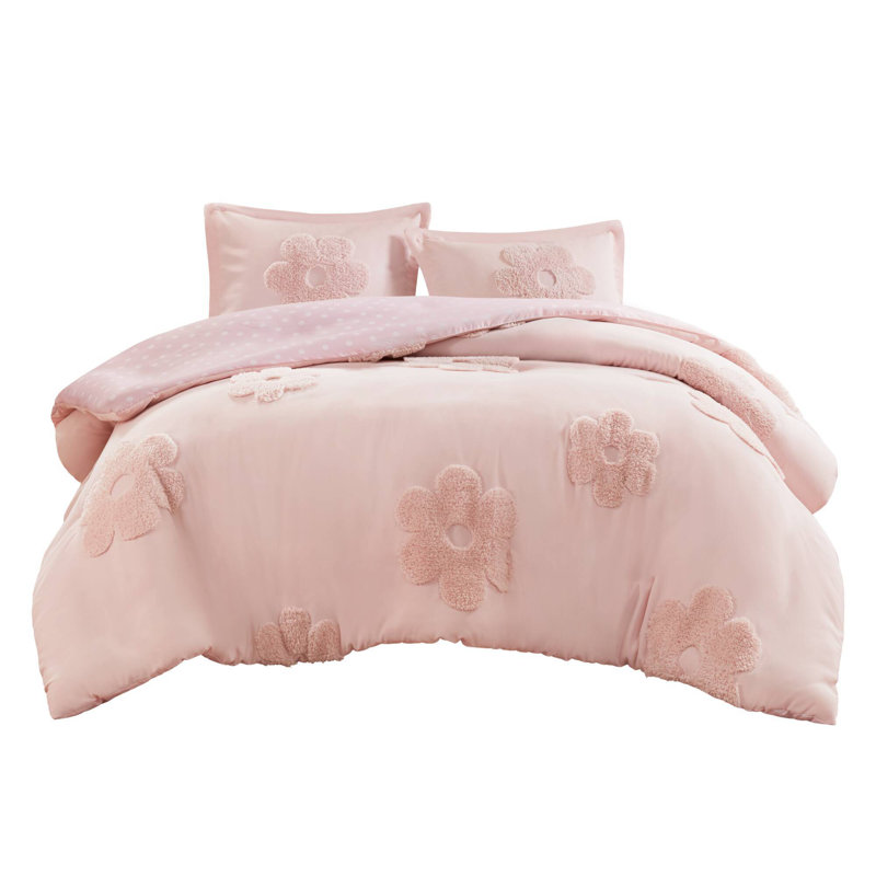 Floral Tufted Chenille Bedding Sets, Full/queen, Pink, Versatile Home Decor