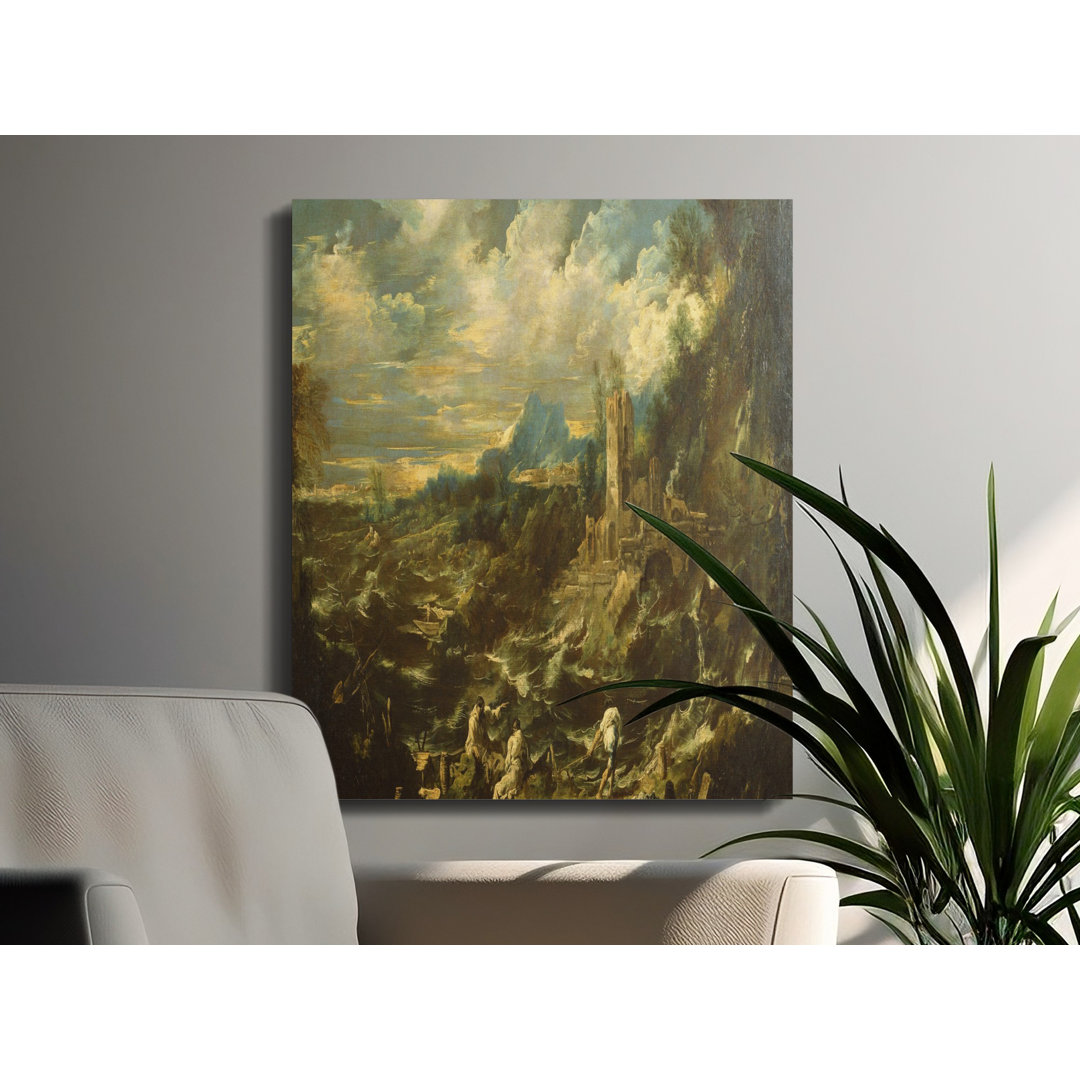 Stormy Seascape Canvas Wall Art, Gallery Wrapped Matte Print, Ruin Art, Ready to Hang, Archival Quality, Classic Home Decor, Statement Piece