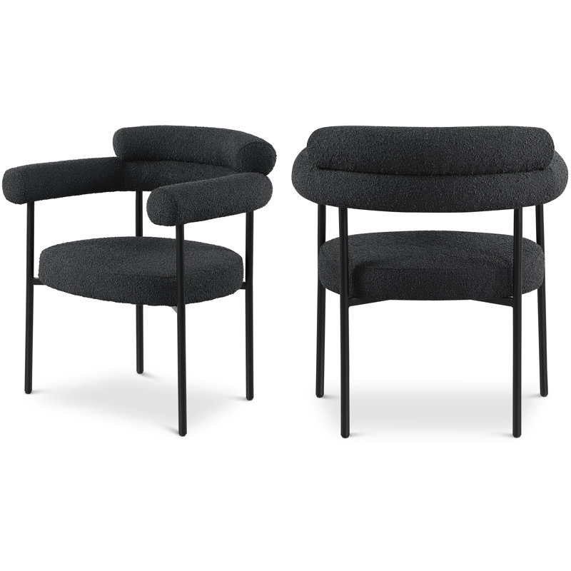 Joni Boucle Upholstered Arm Chair, Black, Matte Black