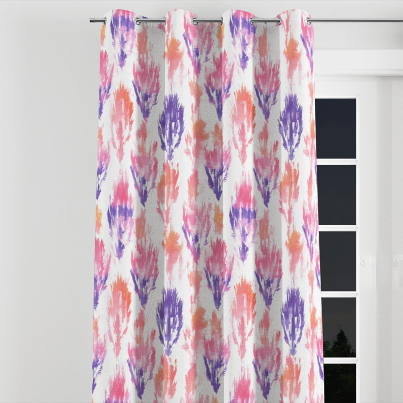 Boho Velvet Curtains - Orange Baldina Grommet Curtain - 1 Panel, 52" W x 120" L, Silver Grommets