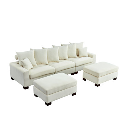 Modular Sectional In Corduroy, 5 Seater Oversized L & U Shape, Ultra Comfort Foam Cushion, Thick , Space Saving Design, Easy Assembly For Home Corduroy Upholstered , Padding, Stylish Living Room