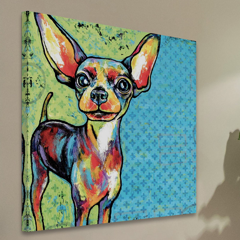 «Chihuahua Pop Art» par Stephanie Gerace, reproduction d'art sur toile tendue, H 18 po x l 18 po x 1,5 po