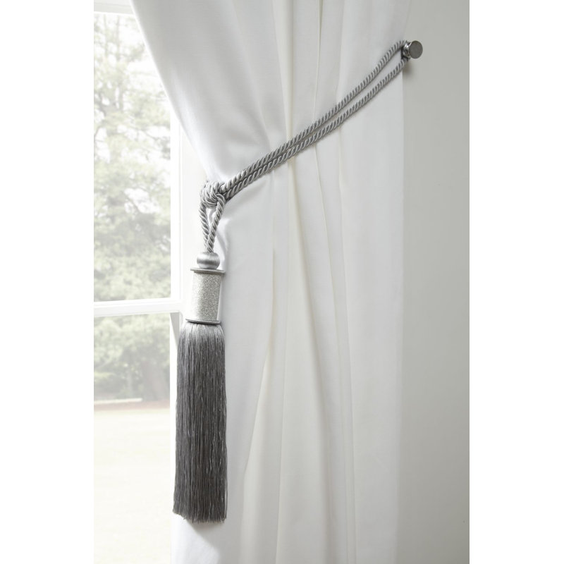 Jayda Charcoal Polyester 60cm Curtain Holdback/Tieback, Silver