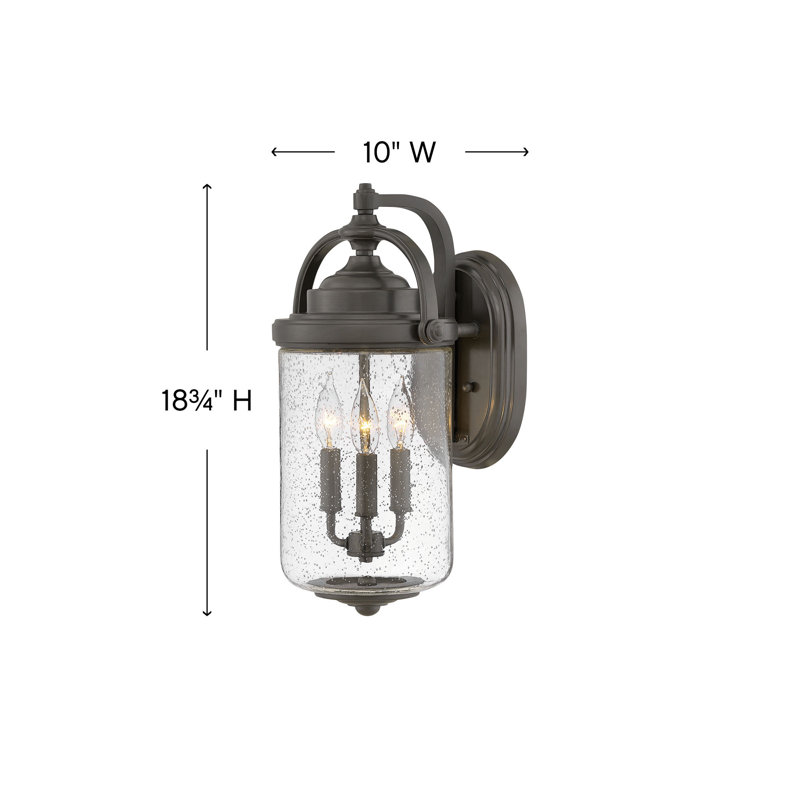 Willoughby 3-Light Composite Outdoor Candle Wall Mount Lantern