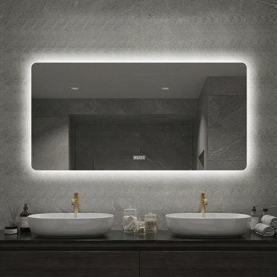 LED Bathroom Mirror with 3 Color Lighting Dimmable Anti Fog HD Shatter Resistant Wall Mounted