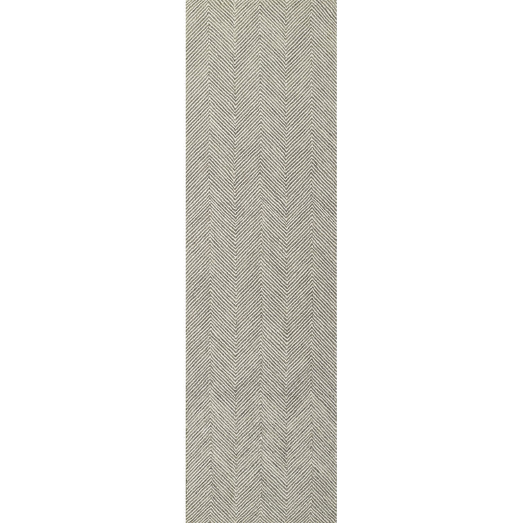 Wheaton Chevron Handmade Tufted Wool Gray and Beige Area Rug