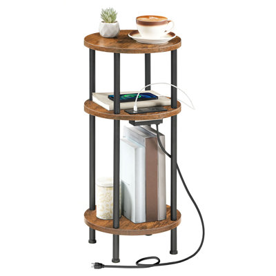 Round End Table with Charging Station