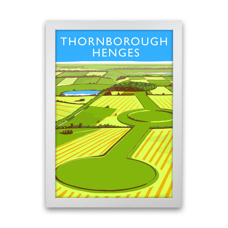 Thornborough Henges Portrait by Richard O'Neill - Print, White Framed, 46cm H x 34cm W x 3cm D
