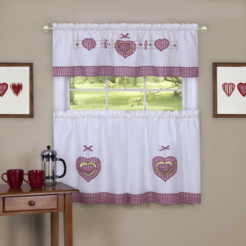 Tejeda Plaid Tailored Kitchen Curtain, 56" W x 24" L
