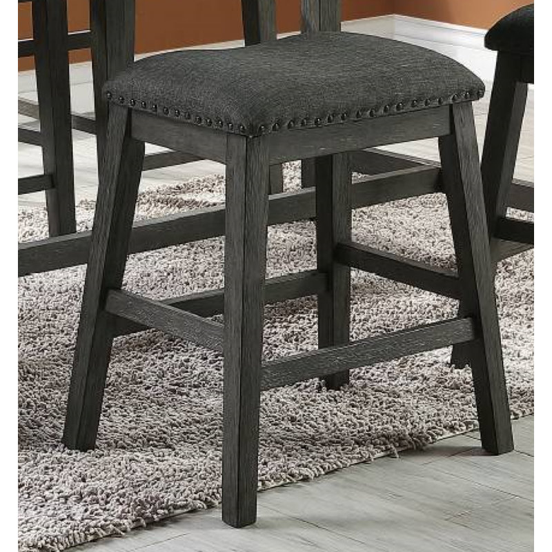Rindy Upholstered Linen Blend Acacia Counter Stool with Solid Wood Frame