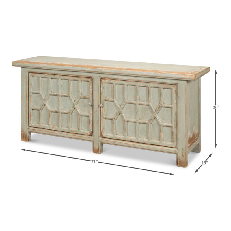 Isla English Garden Sage Pine Sideboard with Adjustable Shelves