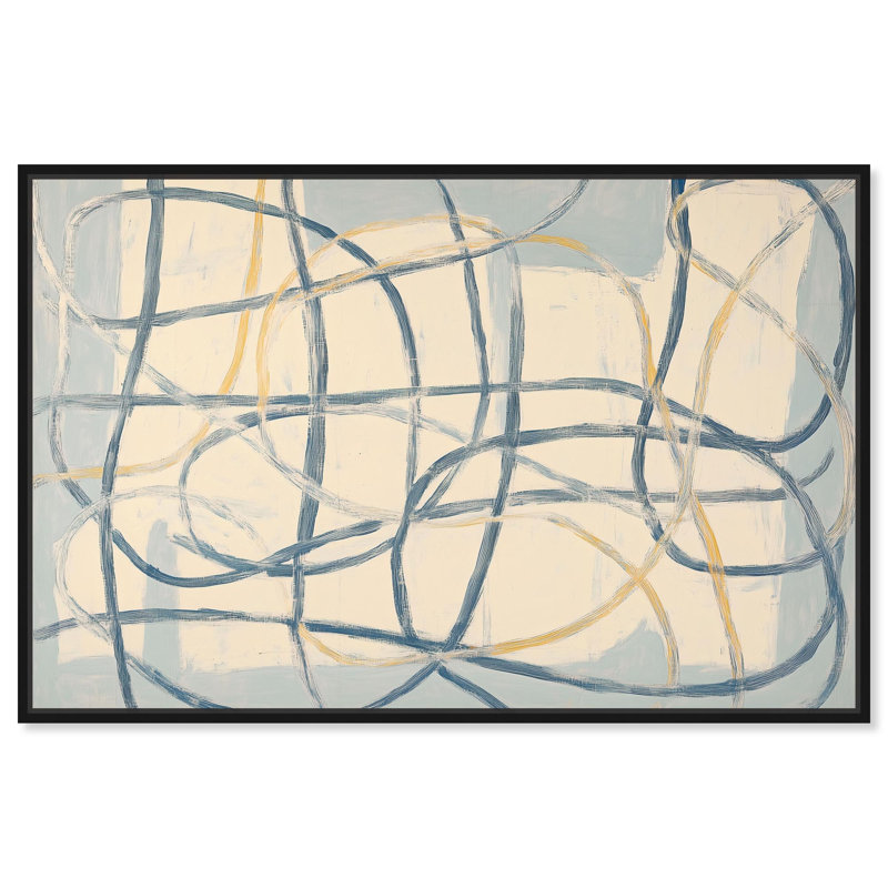 Art mural minimaliste, "Unbroken Line I" par , H 21 po x l 31 po, Cadre flottant noir