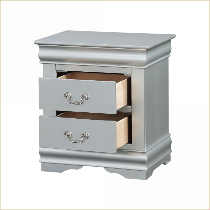 Platinum Finish Solid Pine Single Drawer Bedroom Nightstand