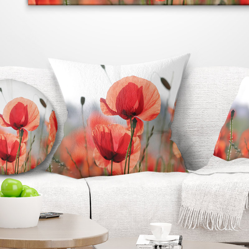Coussin décoratif floral doux avec des pétales de fleurs, 18 po x 18 po, Coussin décoratif
