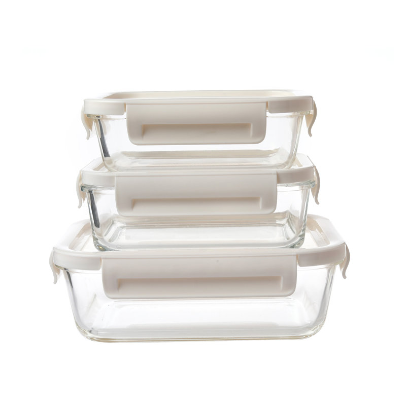 Patternsin Food Storage Container Set Silicone Flexi Lid, White