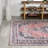 Heimir Bohemian Distressed Chenille Machine-Washable Dark Pink/Black/White Rug-268417606