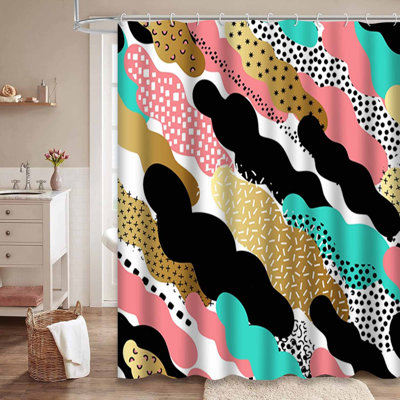 Rideau de douche abstrait avec 12 crochets