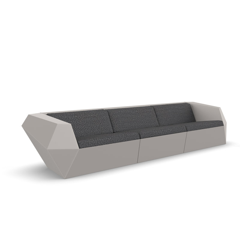 Faz 130.75" Wide Outdoor Patio Sofa with Cushions, Nautical Natural, Black