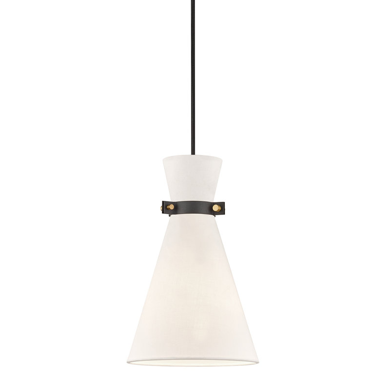 Luminaire suspendu conique à 1 lumière Julia, Laiton vieilli / noir, H 20,25 po x l 15,25 po x P 15,25 po