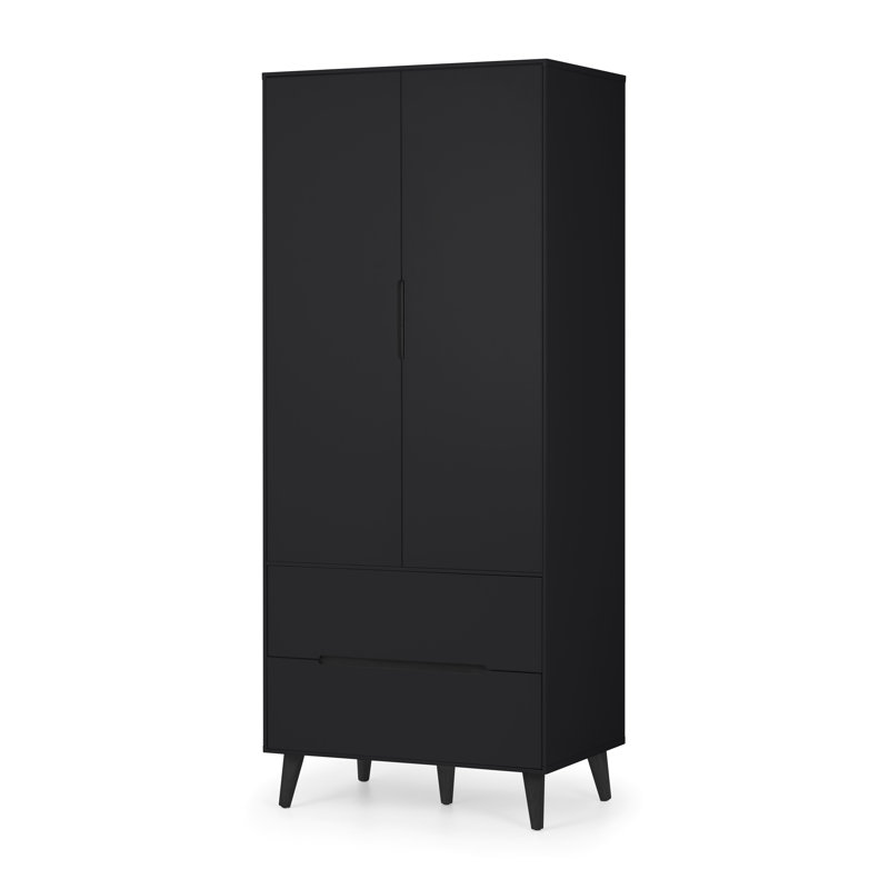 Heriberto 2 Door Solid Wood Wardrobe, Anthracite