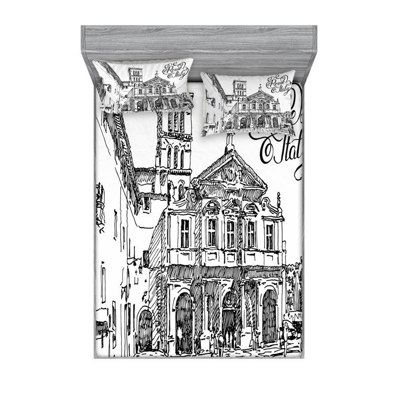 Ensemble de draps célèbre cityscape of rome, Ensemble de drap pour grand lit avec drap-housse